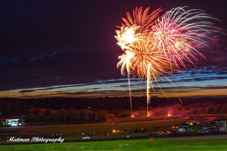 Fireworks and Rallycross Under Floodlight